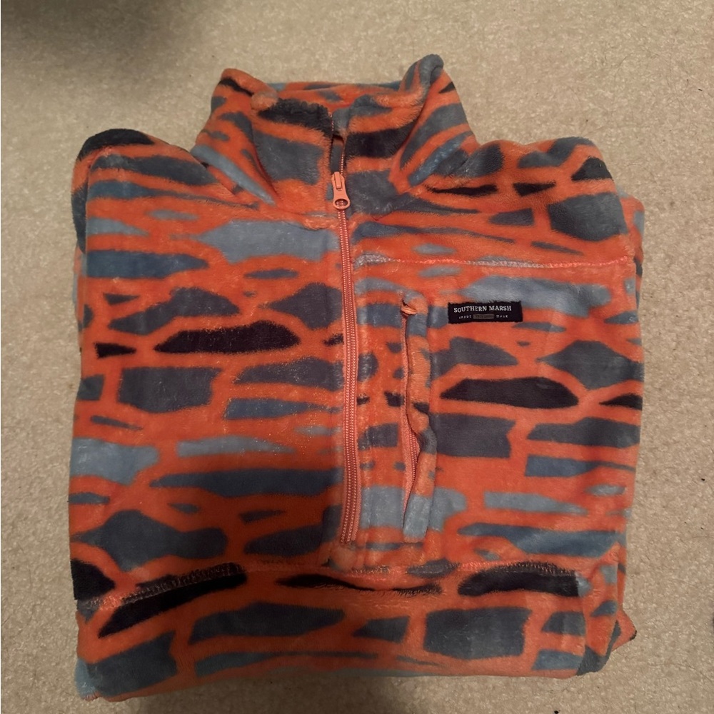 Southern Marsh Vibrant Orange and Gray Puffer Jacket